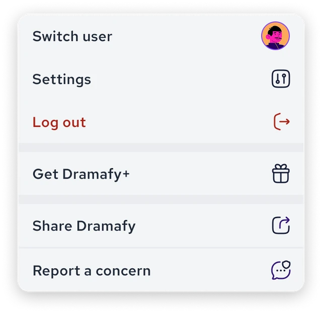 Account menu
