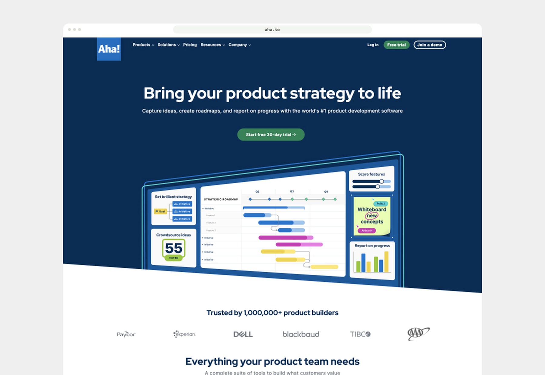 Aha! homepage