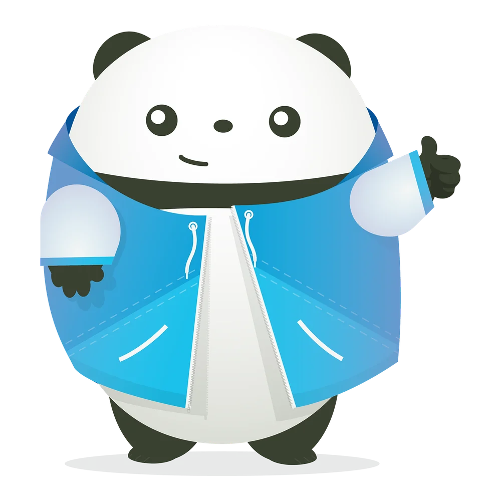 Pudgy the Panda in a blue hoodie giving a thumbs up