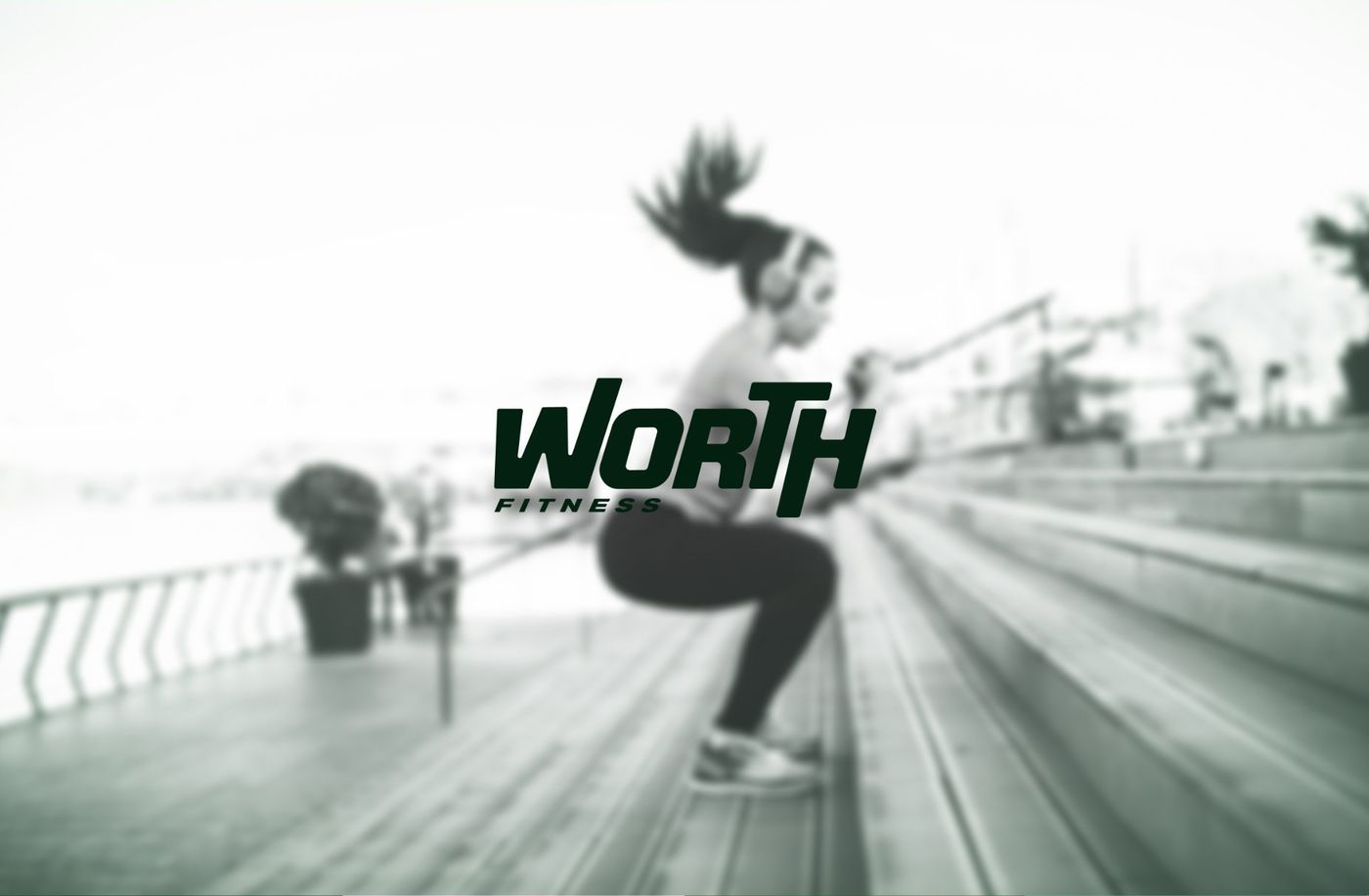 Worth wordmark over lifestyle photo