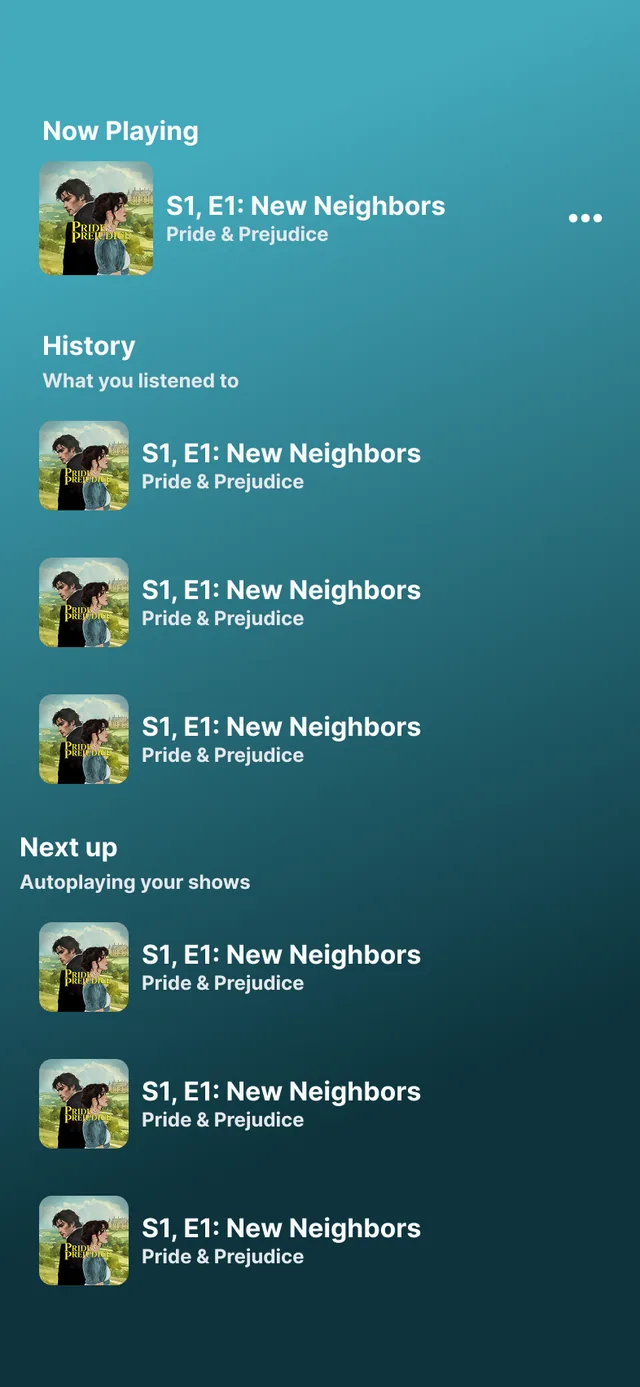 Queue / History + Next up
